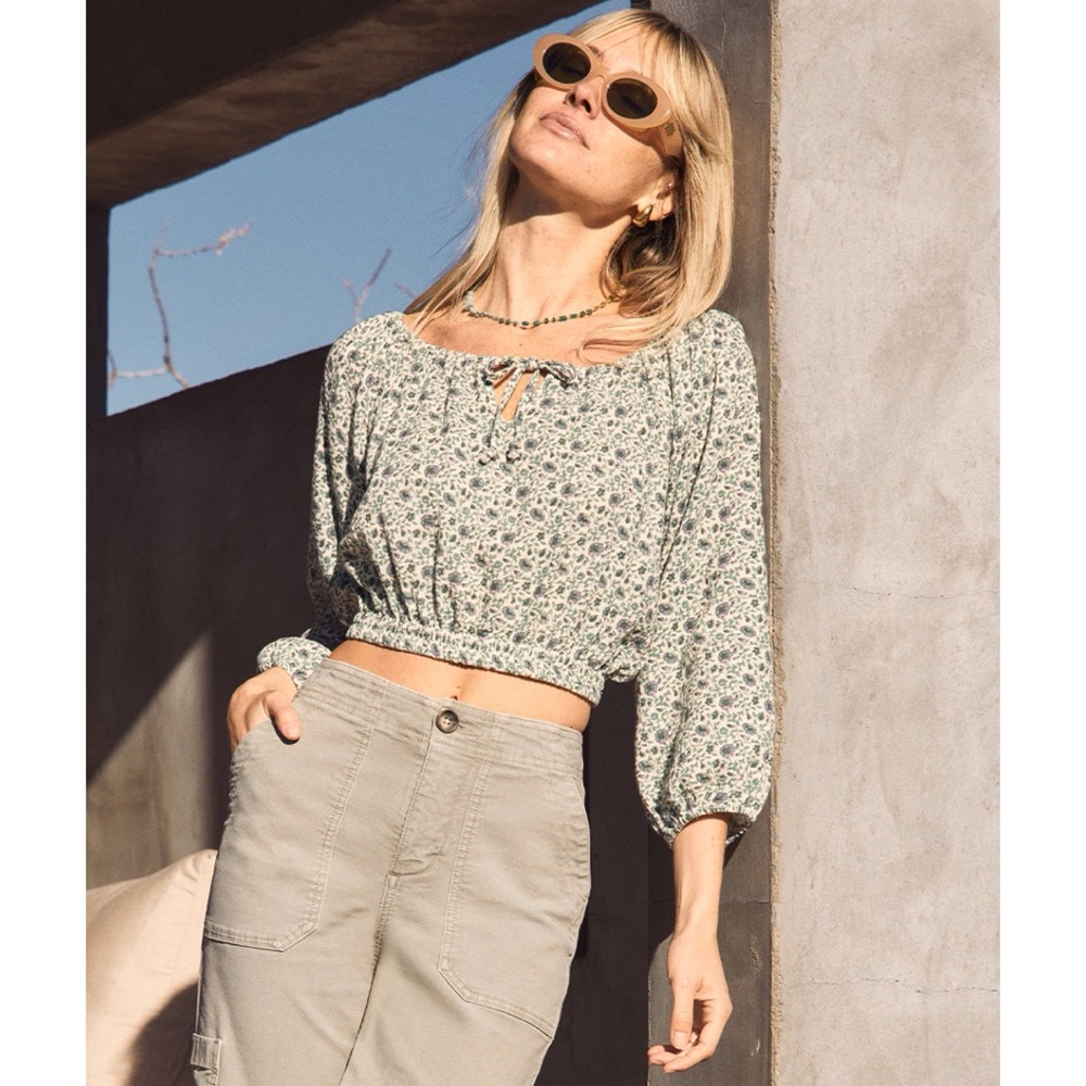 Marine Layer Tiana Double Cloth Cropped Blouse - image 1